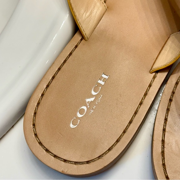 COACH Cottage Yellow Leather Silver Studded Sandals • Women’s Shoes Flip Flops - Picture 8 of 17